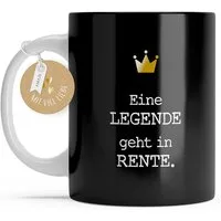 Amari Tasse Rentner Lustiges Geschenk für den Ruhestand Bürotasse, Keramik, hochwertige Goldveredelung, Kaffeetasse, Teetasse, Rente