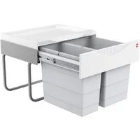 Hailo Einbaumülleimer Hailo Abfallsammler 3644701 TR Swing Raumspar-Tandem-S 18 + 12 Liter, 3644701 2fach für Schrankbreite ab 500 mm mit Drehtür
