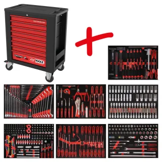 KS Tools Performanceplus Werkstattwagen-Satz P15 mit 403 Werkzeugen für 7 Schubladen - 815.7403