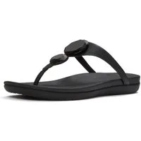 Fitflop SOLAY GLOSSY-DISC TOE-POST SANDALS Zehentrenner Dianette, Sommerschuh mit Metallic Detail