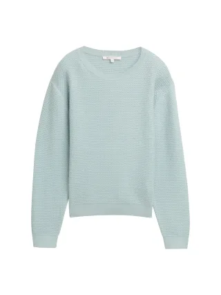 Denim Tom Tailor - Strickpullover mit Rundhalsausschnitt silver cloud blue - Gr. - XS