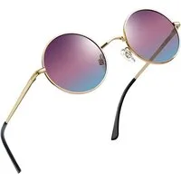 LuxusKollektion Retrosonnenbrille Sonnenbrille Polarisierte Rund A09-gold Braun-blau Wie die Bilder