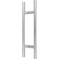 Türbeschläge24 Stoßgriff Stoßgriffpaar 500/300 mm für Glas- und Holztüren, Stoßgriff außen, V2A Edelstahl matt