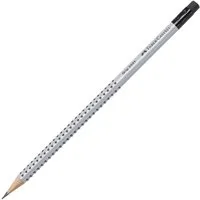 Faber-Castell Bleistift Grip 2001, HB (mittelweich), Dreikant mit Soft-Grip-Zone und Radiergummi