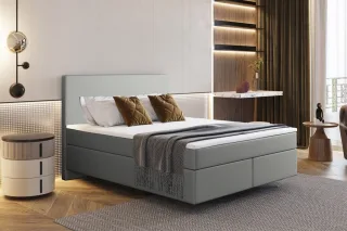 Boxspringbett Schlafzimmerbett ROCIO Nr.5 Premium 140x200cm in Kunstleder Grau