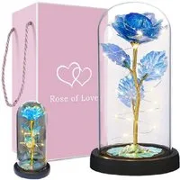 VERK GROUP Geschenkbox Ewige Rose im Glas mit Blauem Licht Rose Geschenke für jeden Anlass