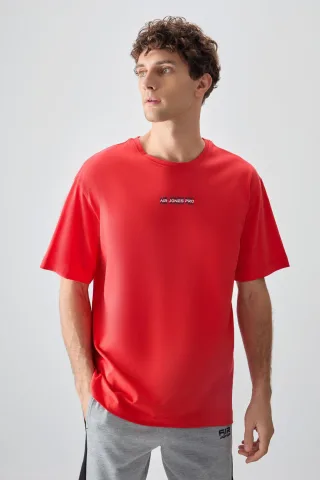 Übergrößen Baumwoll Crew-Neck Bedrucktes T-Shirt