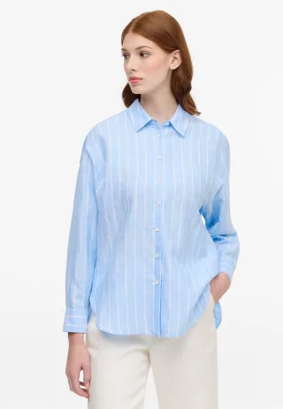 ETERNA - Linen Shirt Bluse Leinen Langarm hellblau - Gr. - 38/Langarm