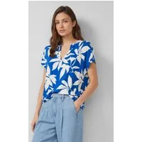 s.Oliver Kurzarmshirt T-Shirt Gemustertes Jersey-T-Shirt mit V-Ausschnitt