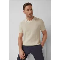s.Oliver Kurzarmpullover Strickpullover Strukturiertes Strick-Polo mit Rippbündchen