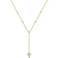 Hey Happiness Kreuzkette Lariat mit Anhänger, Elegante Y Kette aus 925 Silber für Damen