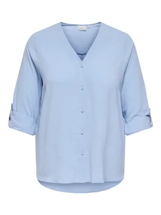 ONLY CARMAKOMA - CARJANA METTE LIFE V-NECK LS SHIRT NOOS Chambray Blue - Gr. - 42