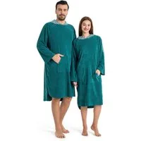 KangaROOS Badeponcho Dalia Surfponcho, ideal für Sauna, Spa & im Urlaub, Langform, Veloursfrottier, Kapuze, ohne, weich, Uni-Farben mit Streifen, leicht, Unisex, für Damen und Herren