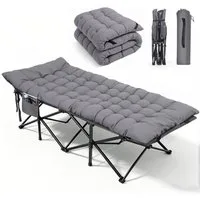 Sekey Klappbett 202 x 80 cm Extra Breit Feldbett XXL Campingbett Klappbar mit Matratze Faltbares Klappbett mit Seitentasche, 600D Oxford-Gewebe, bis 200 kg
