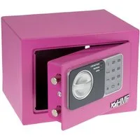 HMF Möbeltresor Robuster Tresor aus Stahl, Schließfach mit Elektronischem Schloss, 23 x 17 x 17 cm, pink