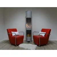 SRM Design Echtfeuer-Dekokamin Ethanol & Gelkamin Gel Kamin Modell Hightower XL Silber mit Holzfach