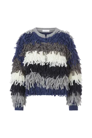 Rich & Royal - Shaggy Open Edge Cardigan silver mist - Gr. - L