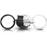 FOUORTUNATE-BEE Schlüsselanhänger Partner Katzen Schlüsselanhänger Katze Paare Pärchen Paar Geschenke (für Partnerin Beste Freundin Geburtstag Jahrestag Geschenk, für Sie Ihn Frauen Liebesgeschenke Freund Geburtstagsgeschenk)