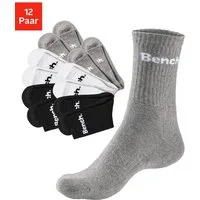 Bench. Tennissocken Damen Herren Sportsocken, Laufsocken, (Packung, 12-Paar, Crew-Socken, Großpackung) mit Fuß Polsterung, Baumwoll Frottee