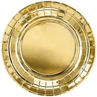 partydeco Pappteller, Pappteller rund 18cm gold 6er Set