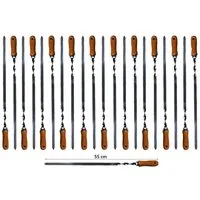 walexo Grillspieß Grillspieße Schaschlikspieße Edelstahl 550x10x2mm mit Holzgriff (21-St)