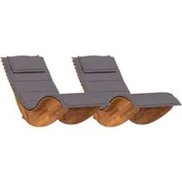 vidaXL Gartenliege Sonnenliege 2 Stk. Massivholz Braun, 2 St.