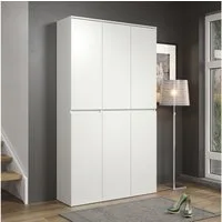 trendteam Garderobenschrank Nevada Weiß Melamin Hochschrank Standschrank Mehrzweckschrank Ablagefläche 111x 191x 34 cm