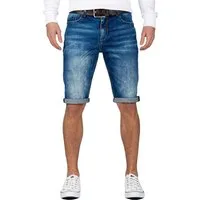 Cipo & Baxx Jeansshorts Herren Regular Fit Kurze Hose Stonewashed BA-CK184 5-Pocket-Style mit markantem Metallpatch und Nieten