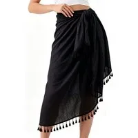 Mrilary Sarong Damen Strand-Sarong – Wickel-Strandtuch / Pareo,mit Quasten, langer Strand-Wickelrock,sommerlicher Strand- und Urlaubsschutz