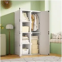 Furnishings Home Kleiderschrank Hochschränke Faltbares Garderobe (6 Fächer, 2 Türen, 1 Kleiderstange, 69 x 50 x 136 cm) Mit Kleiderstange, Versteckter Türgriff