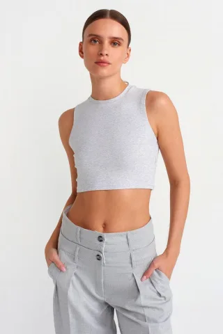 Rippstrick Baumwolle Crop Top