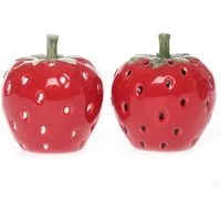 Dragimex Dekofigur 2er Set Erdbeeren aus Porzellan – Hübsche Tisch- & Wohnraumdeko (2er-Set)