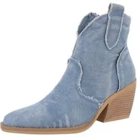 Ital-Design Damen Cowboyboots Western Westernstiefelette (88843802) Blockabsatz Stiefeletten in Hellblau