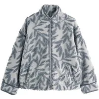Next Fleecejacke Hemdjacke mit Reißverschluss und Blumen-Print (1-St)