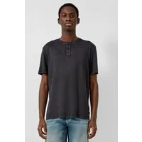 QS Kurzarmshirt T-Shirt Gewaschenes Henley mit Rippstruktur