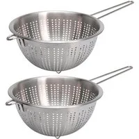 HAC24 Küchensieb Sieb Edelstahl Abtropfsieb Seiher Nudelsieb Salatsieb Metallsieb, Edelstahl, (2-St), Ø 24 cm, mit Griff