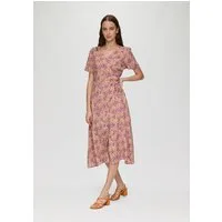 QS Midikleid Kleid Antailliertes Viskosekleid mit All-over-Print