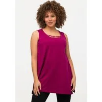 Ulla Popken Longtop Longtop Zierbänder A-Linie Rundhals ärmellos