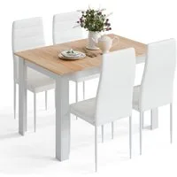 Mondeer Essgruppe Esszimmergruppe (Set, 5-tlg), (1 Tisch + 4 Stühle), Spanplatte & Lederimitat, Zweifarbig, Ergonomisch