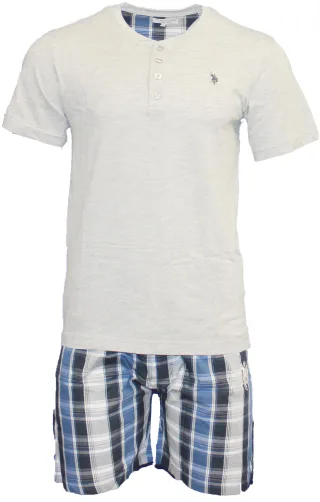 US Polo Assn Kurzarm-Pyjama für Herren in Blau/Anthrazit