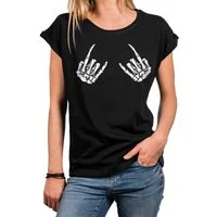 MAKAYA Print-Shirt Rockige T-Shirts Damen Oberteile Kleidung Skull Metal Hard Rock Motiv große Größen