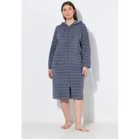 Ulla Popken Bademantel Bademantel Frottee Streifen 2-Wege-Zipper, lang, Materialmix
