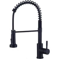 Athlix Küchenarmatur Wasserhahn Küche Schwarz, Hochdruck Küchenarmatur mit Brause Standard G3/8 Anschluss, 360° schwenkbar, Edelstahl