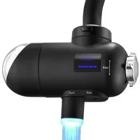 HOMELODY Wasserhahnfilter Wasserfilter für Trinkwasser mit UV-Licht und LED-Anzeige, Doppelmodus, Aktivkohle,Schwarz,für Standard-Wasserhähne