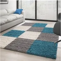 Carpettex Hochflor-Teppich Kariert Design, Läufer, Höhe: 30 mm, Teppich Wohnzimmer Kariert Design Modern verschidene farben und größen