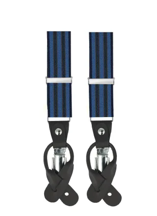Willen - Hosenträger Herren,Hosenträger Leder,Hosenträger Anzug,Hosenträger Hochzeit,Hosenträger mit Knöpfen mittelblau - Gr. - OS