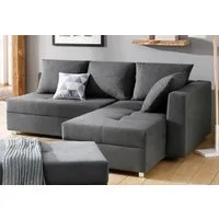 Home affaire Ecksofa Italia L-Form, B: 217 cm, Bettfunktion, Bettkasten & 1 Zierkissen, Federkern