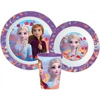 Disney Kindergeschirr-Set Disney Die Eiskönigin Elsa Kinder Geschirr-Set 3 teilig (3-tlg), 1 Personen, BPA-Frei, Becher Teller Schüssel