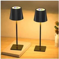skelo LED Tischleuchte Tischlampe Kabellos Touch Dimmbar RGB 3 Farbtemperatur Nachttischlampe, Wiederaufladbare Tischlampe mit Farbwechsel, Akku Tischlampe Aufladbar, RGB & 3 Farbtemperatur, Warmlicht 3000K, Naturlicht 4000K, Kaltlicht 6500K, RGB-Lic