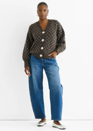 Schokoladenpunktmuster Knopf-Cardigan Look Pullover